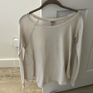 White Long Sleeve Mossimo Basic Waffle Shirt